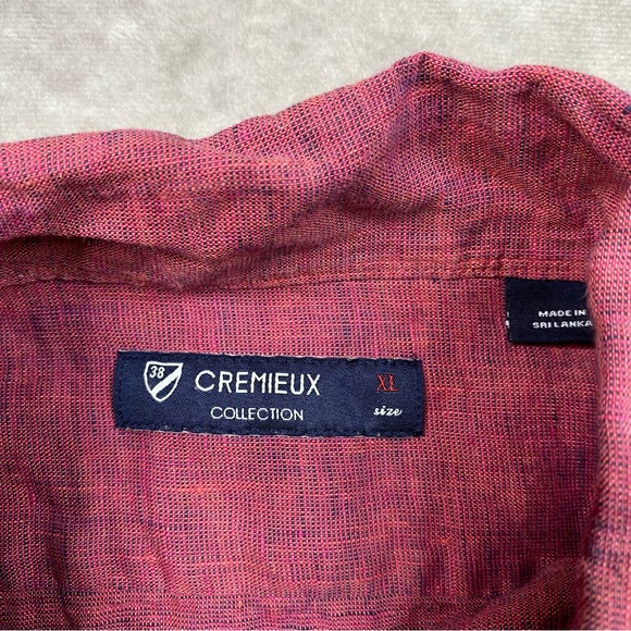 Cremieux Collection Linen Shirt Mens XL Red Lightweight Summer Button Down Shirt - Picture 10 of 16